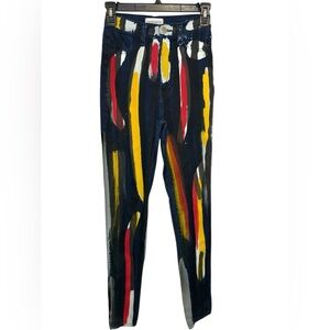 Aphrodite Painted Ankle Skinny Jeans, Size 5